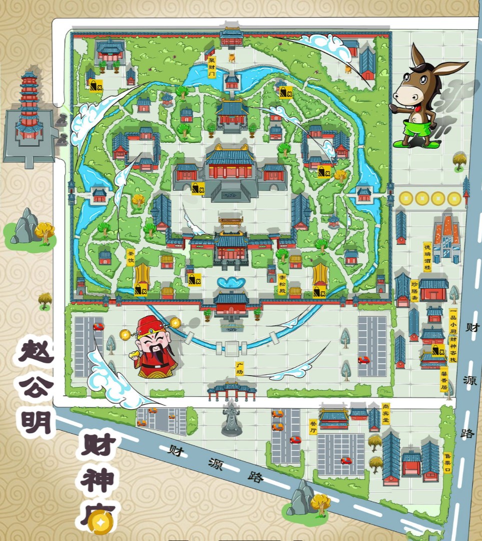 元宝山寺庙类手绘地图